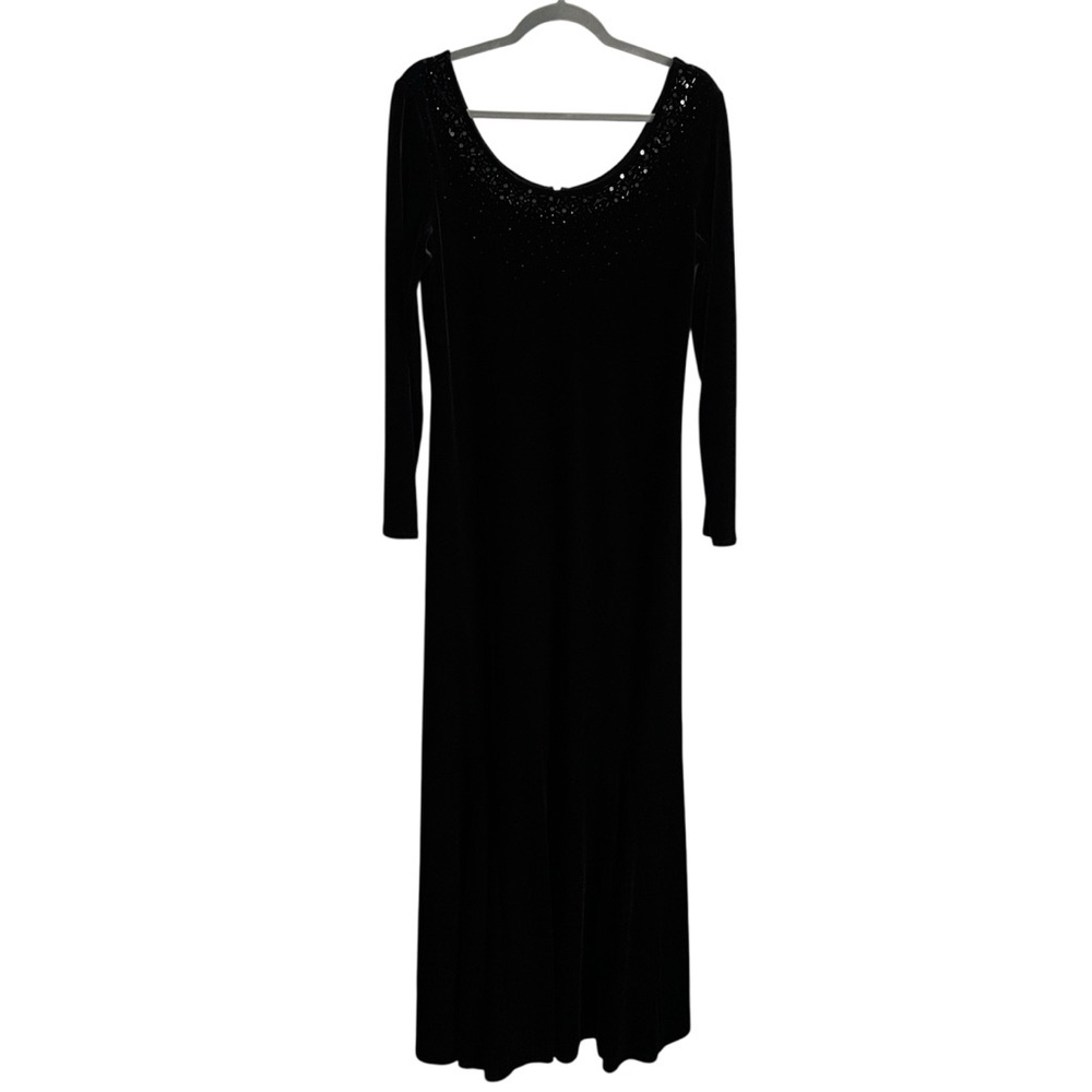 Vintage J R Nites By Caliendo Black Velvet Embellished Whimsygoth Dress Size 14